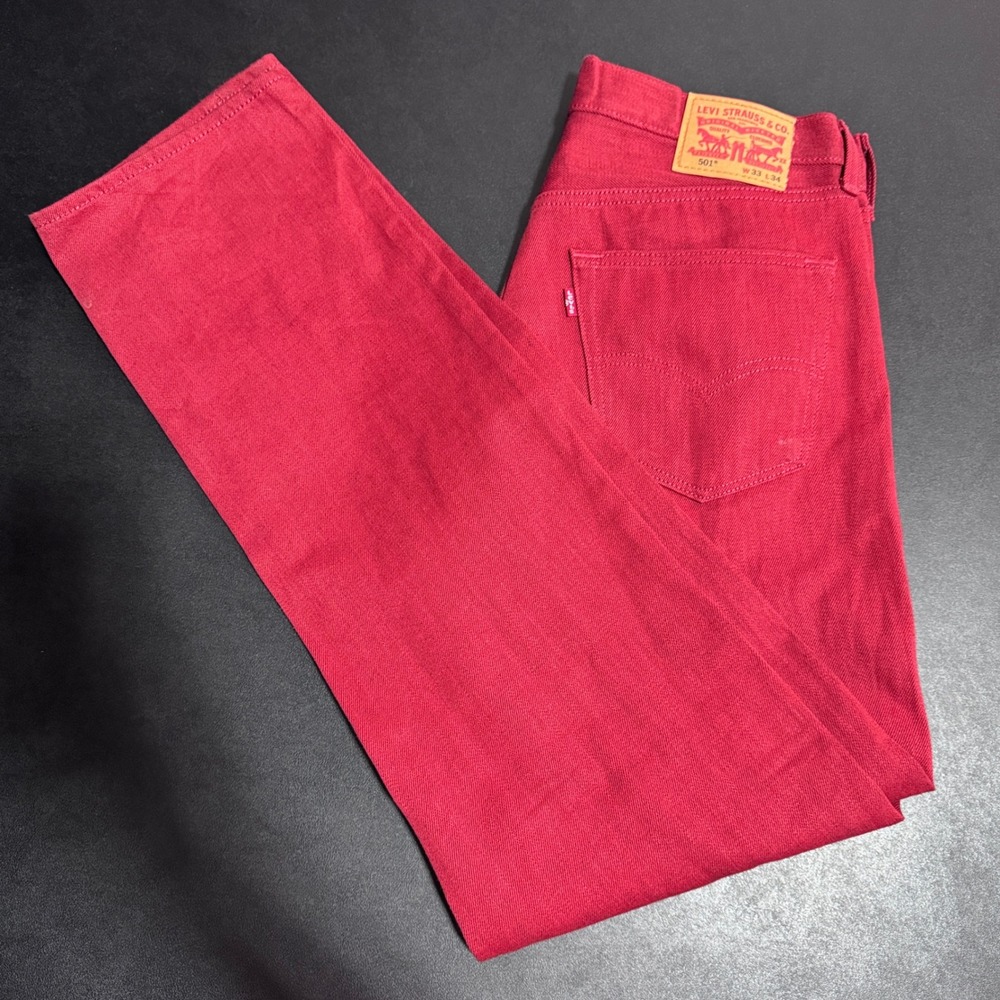 Levi's 501 Original Fit Jeans Mens 33x34 Red Solid Denim Button Fly